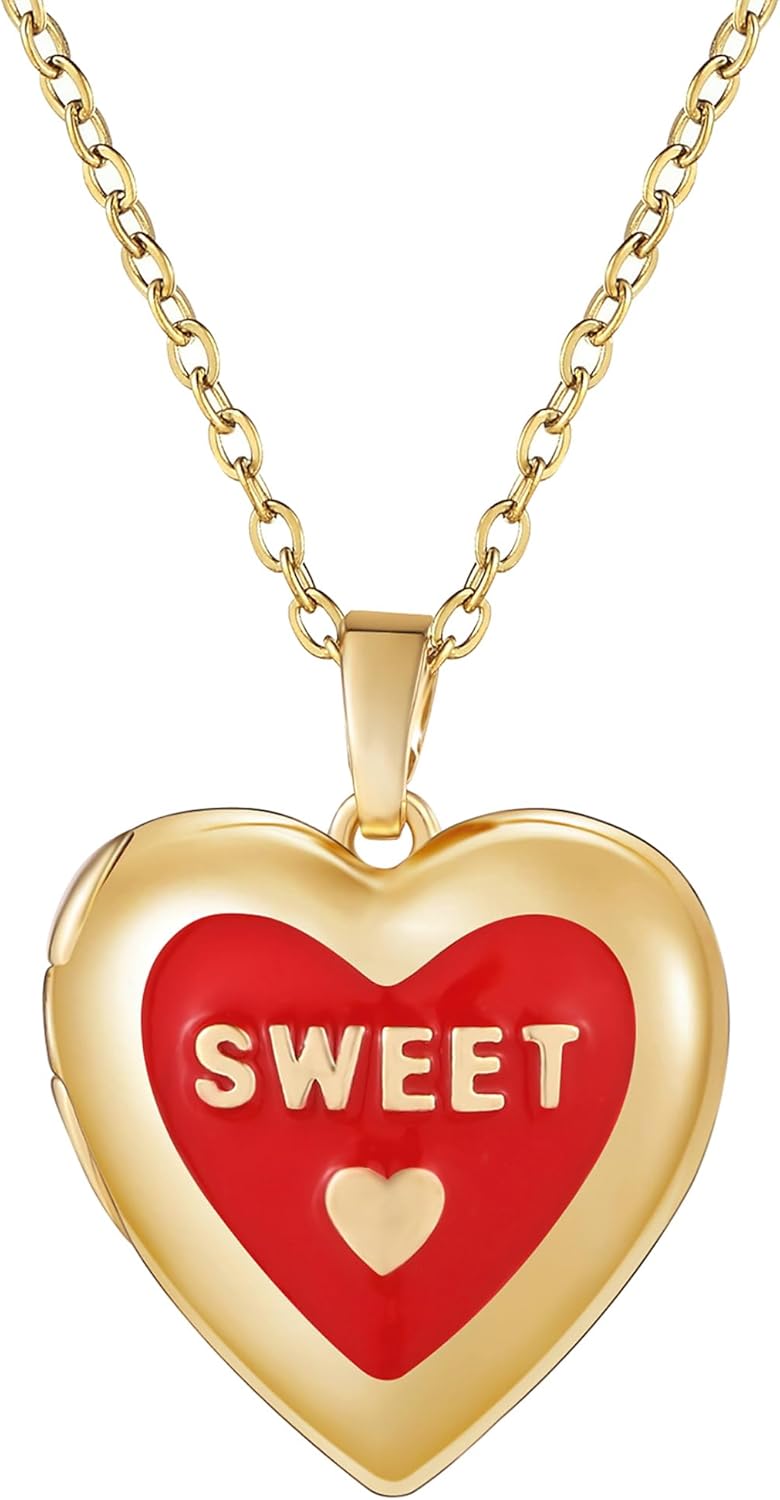 YOUFENG Love Heart Locket Necklace that Holds Pictures Photo Locket Birthday Gifts - Image 1